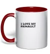 Чашка з кольоровою ручкою I love my Renault Червоний фото