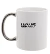Чашка з кольоровою ручкою I love my Renault Срібло фото