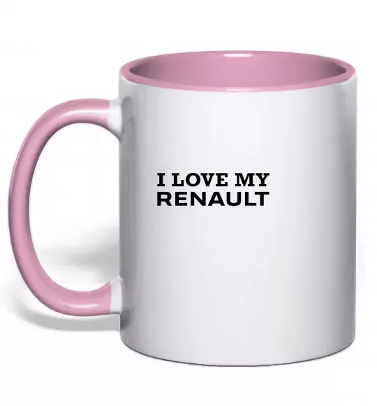 Чашка з кольоровою ручкою I love my Renault Ніжно рожевий фото
