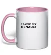 Чашка з кольоровою ручкою I love my Renault Ніжно рожевий фото
