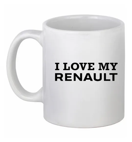 Чашка керамическая I love my Renault Белый фото