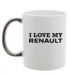 Чашка с цветной ручкой I love my Renault Серебро фото