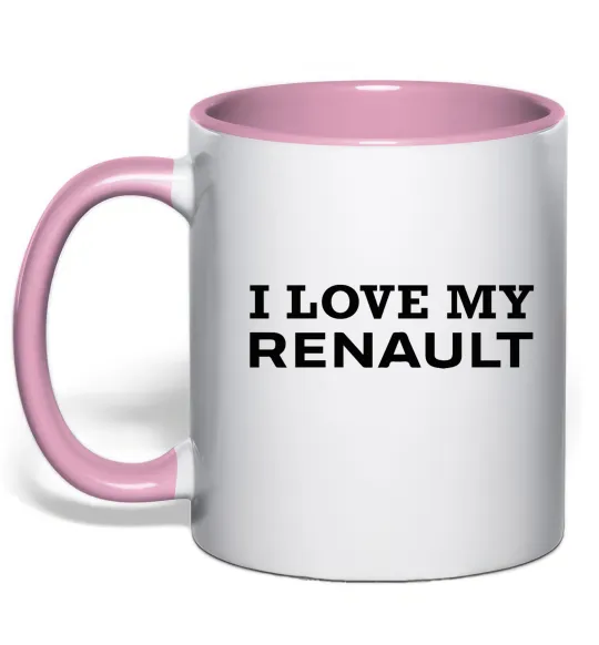 Чашка с цветной ручкой I love my Renault Нежно розовый фото