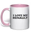 Чашка с цветной ручкой I love my Renault Нежно розовый фото