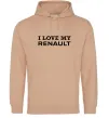 Женская толстовка (худи) I love my Renault Песочный фото