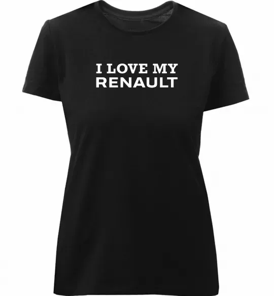 Женская премиум футболка I love my Renault Черный фото