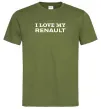 Мужская футболка I love my Renault Оливковый фото