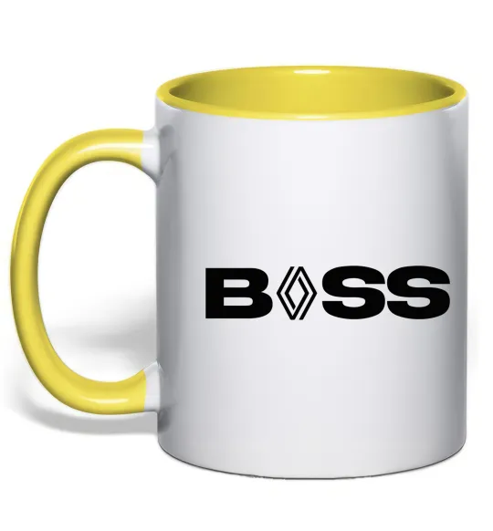 Чашка с цветной ручкой Boss renault Лимонный фото