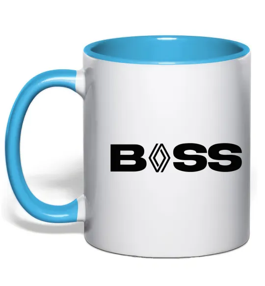 Чашка с цветной ручкой Boss renault Голубой фото
