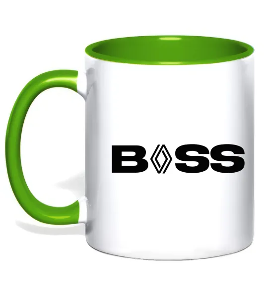 Чашка с цветной ручкой Boss renault Зеленый фото