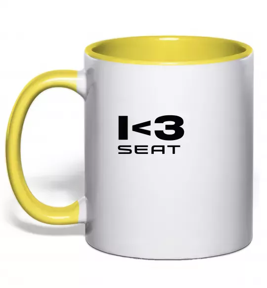 Чашка з кольоровою ручкою I <3 Seat Сонячно жовтий фото