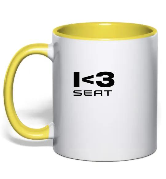 Чашка с цветной ручкой I <3 Seat Лимонный фото