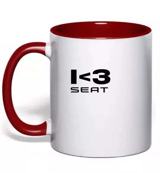 Чашка з кольоровою ручкою I <3 Seat Червоний фото
