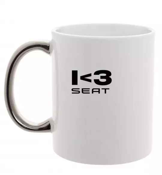 Чашка з кольоровою ручкою I <3 Seat Срібло фото