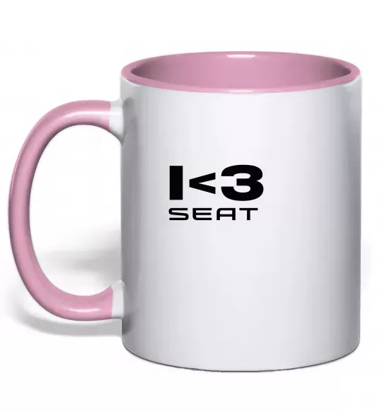 Чашка з кольоровою ручкою I <3 Seat Ніжно рожевий фото