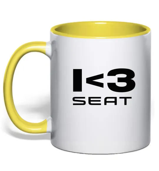 Чашка з кольоровою ручкою I <3 Seat Лимонний фото