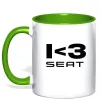 Чашка з кольоровою ручкою I <3 Seat Лаймовий фото