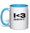 Чашка з кольоровою ручкою I <3 Seat Блакитний фото