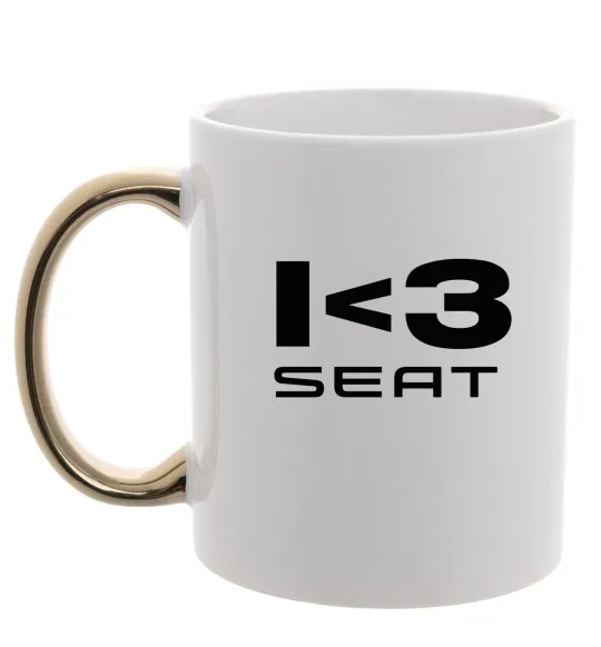 Чашка з кольоровою ручкою I <3 Seat Золото фото