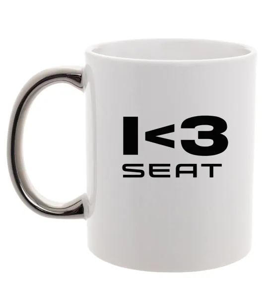 Чашка з кольоровою ручкою I <3 Seat Срібло фото