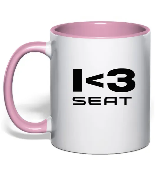 Чашка з кольоровою ручкою I <3 Seat Ніжно рожевий фото