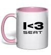 Чашка з кольоровою ручкою I <3 Seat Ніжно рожевий фото