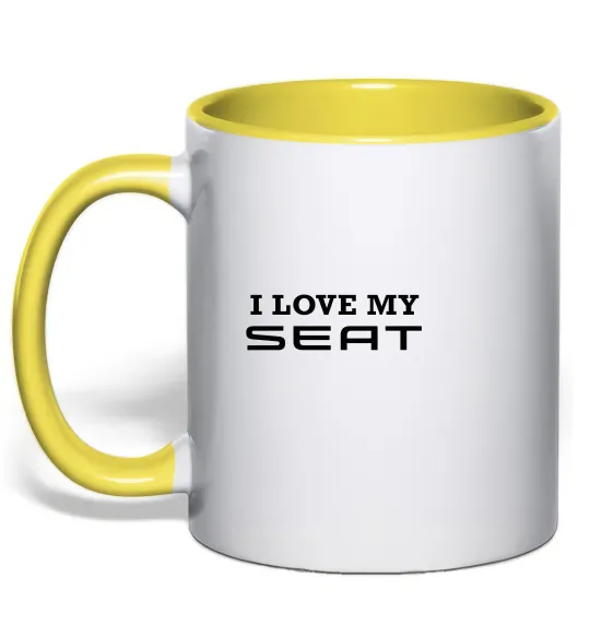 Чашка с цветной ручкой Love my Seat Лимонный фото
