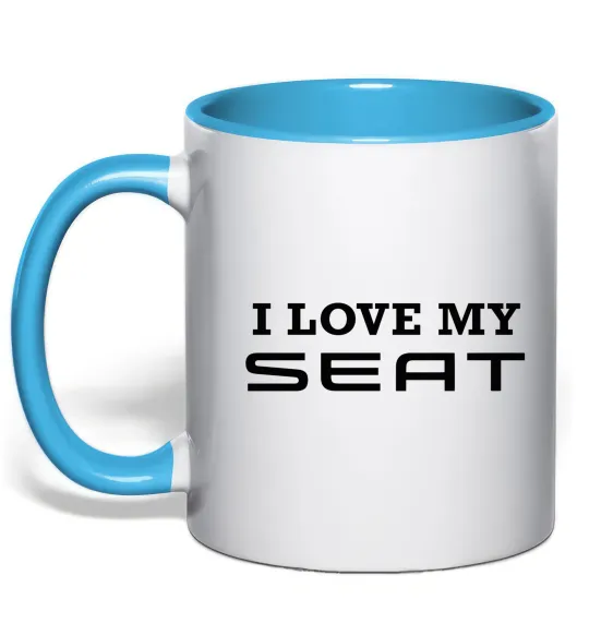 Чашка с цветной ручкой Love my Seat Голубой фото