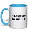 Чашка с цветной ручкой Love my Seat Голубой фото