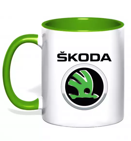 Чашка с цветной ручкой Skoda Зеленый фото
