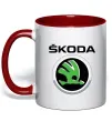 Чашка с цветной ручкой Skoda Красный фото