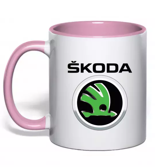 Чашка с цветной ручкой Skoda Нежно розовый фото