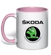 Чашка с цветной ручкой Skoda Нежно розовый фото
