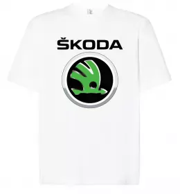 Футболка Оверсайз Skoda logo кольорове Білий фото