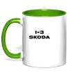 Чашка з кольоровою ручкою I <3 Skoda Лаймовий фото