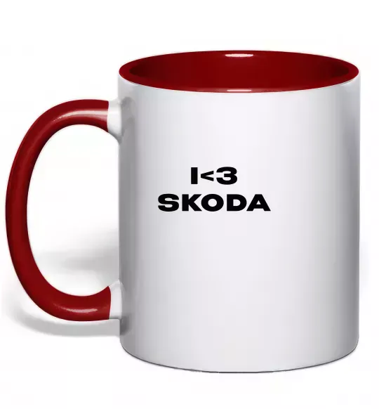 Чашка з кольоровою ручкою I <3 Skoda Червоний фото
