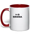 Чашка з кольоровою ручкою I <3 Skoda Червоний фото