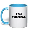Чашка з кольоровою ручкою I <3 Skoda Блакитний фото