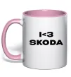Чашка з кольоровою ручкою I <3 Skoda Ніжно рожевий фото