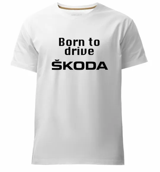 Мужская премиум футболка Born to drive Skoda Белый фото