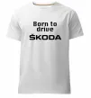 Мужская премиум футболка Born to drive Skoda Белый фото