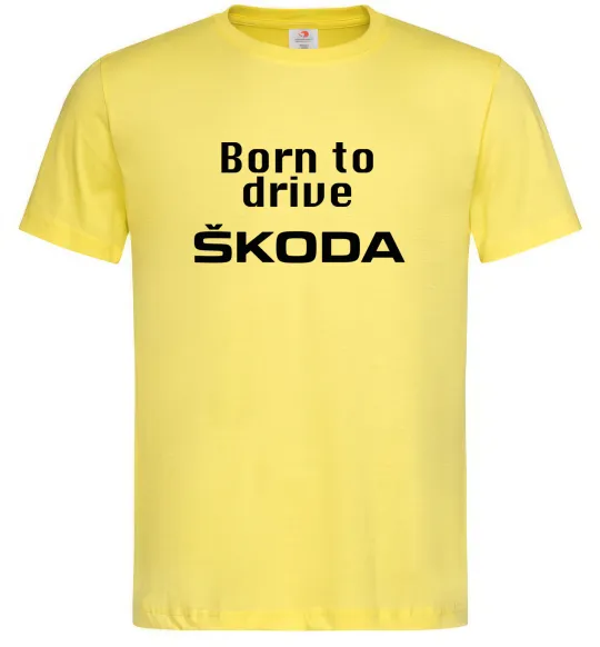 Чоловіча футболка Born to drive Skoda Лимонний фото