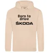 Мужская толстовка (худи) Born to drive Skoda Песочный фото