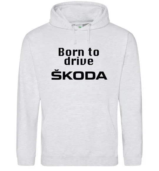 Женская толстовка (худи) Born to drive Skoda Серый меланж фото