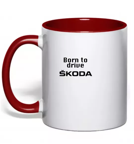 Чашка з кольоровою ручкою Born to drive Skoda Червоний фото