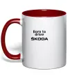 Чашка з кольоровою ручкою Born to drive Skoda Червоний фото