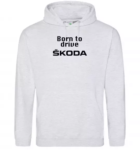 Женская толстовка (худи) Born to drive Skoda Серый меланж фото