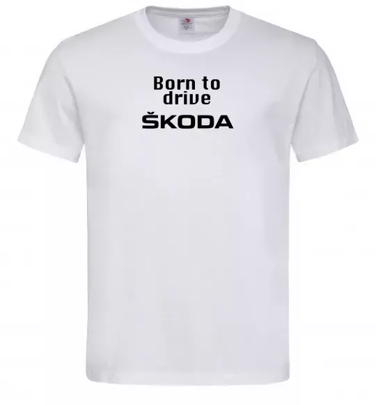 Мужская футболка Born to drive Skoda Белый фото