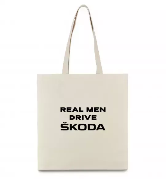 Еко-сумка Real men drive Skoda Бежевий фото