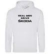 Чоловіча толстовка (худі) Real men drive Skoda Сірий меланж фото